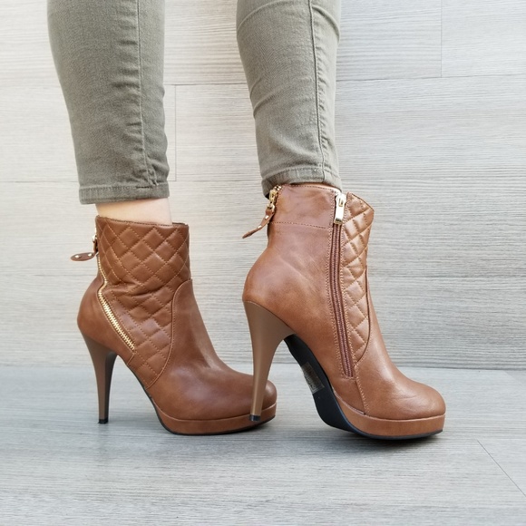 Platform High Heel Ankle Boots Fur inside-BB - Picture 3 of 8